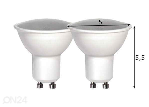 LED sähkölamput GU10 1,8 W 2 kpl mitat