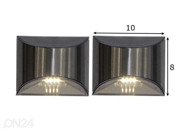LED ulkovalaisimet aurinkokennolla Wally, 2 kpl mitat