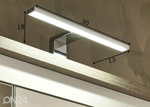 LED-valaistus 30 cm, kromi mitat