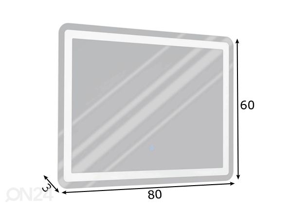 LED valopeili Buenavista 1, 60x80 cm mitat