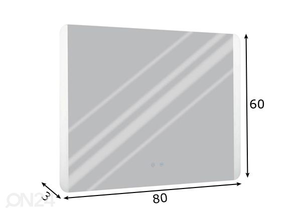 LED valopeili Buenavista 2, 60x80 cm mitat