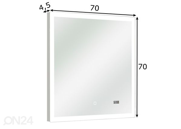 LED valopeili kellolla 22 mitat