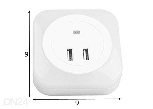LED yövalo+2x USB lataaja