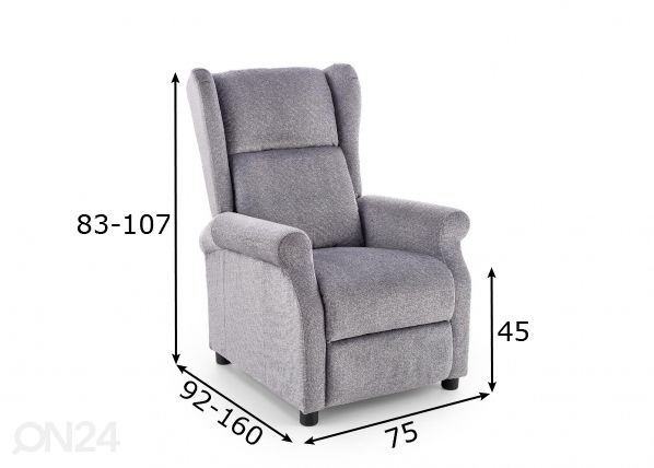 Lepotuoli (recliner) mitat