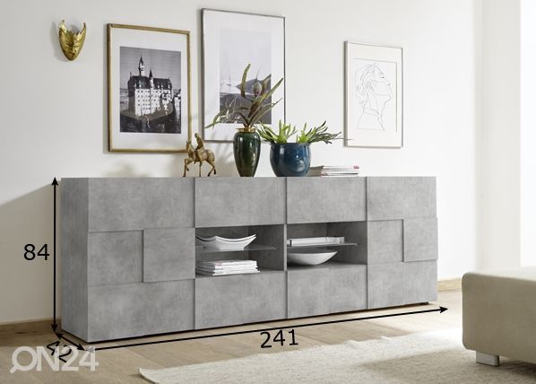 Leveä lipasto Dama 241 cm mitat