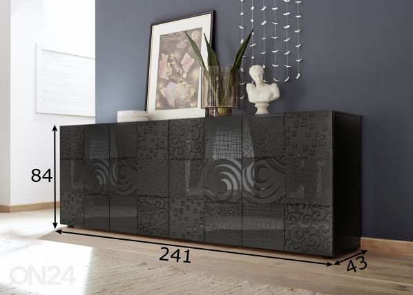 Leveä musta lipasto Miro 09, 241 cm mitat