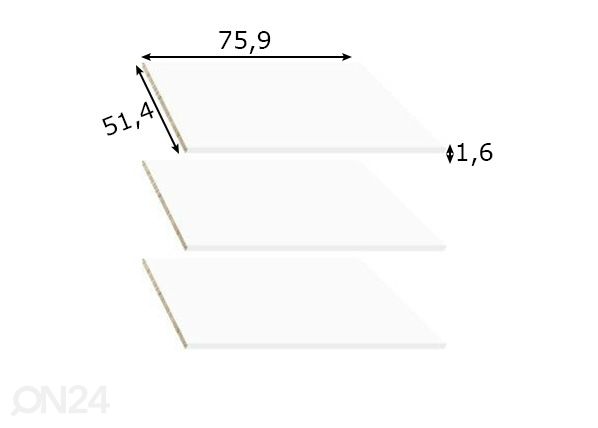 Leveät irtohyllyt vaatekaappiin 118,5 cm mitat