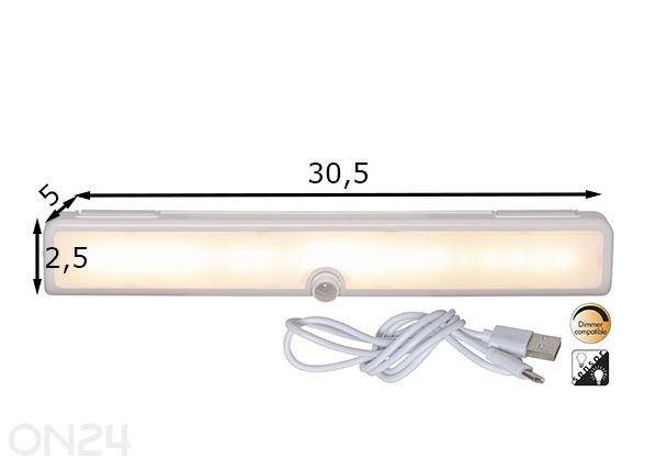 Liiketunnistimella varustettu huonekalovalaisin mitat