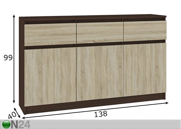 Lipasto 138 cm mitat