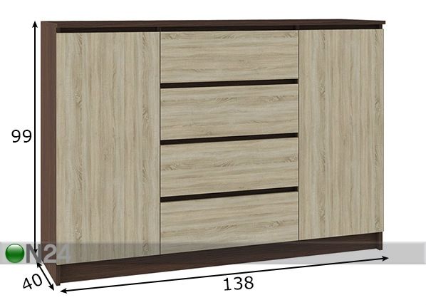 Lipasto 138 cm mitat