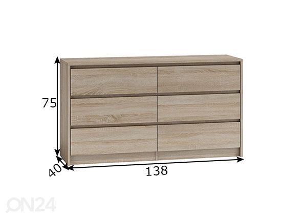 Lipasto 138 cm mitat
