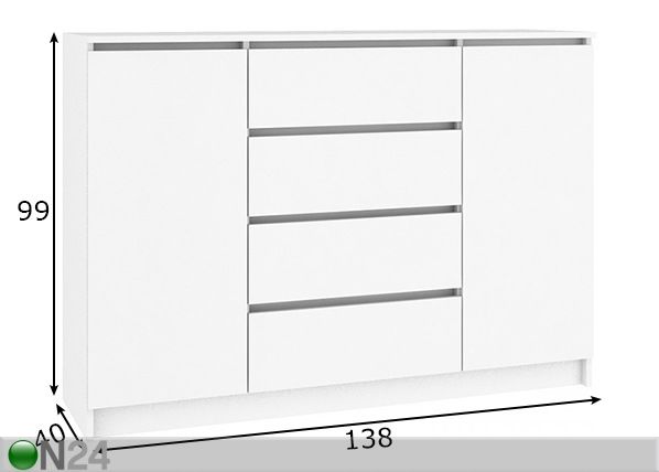 Lipasto 138 cm mitat
