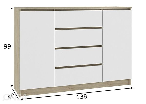 Lipasto 138 cm mitat