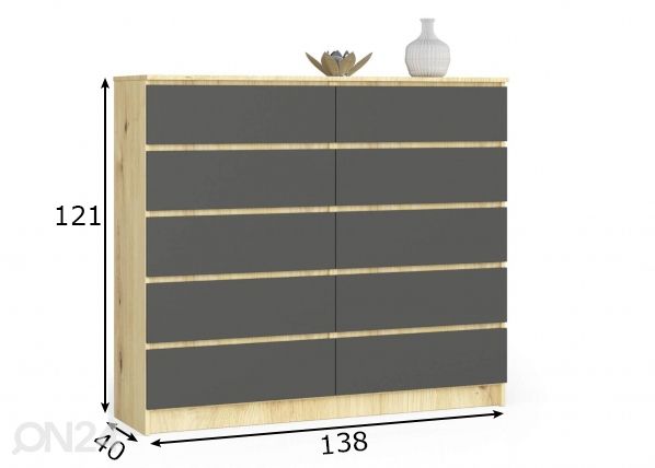 Lipasto 138 cm mitat