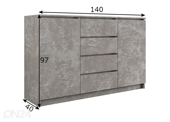 Lipasto 140 cm mitat