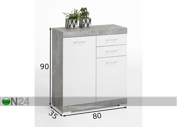Lipasto BRISTOL 2 80x35xh90 cm mitat