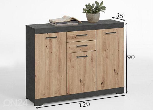 Lipasto Bristol 3 120x35xh90 cm mitat