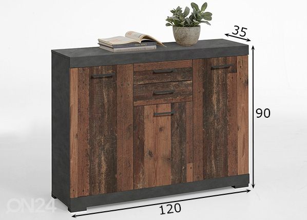 Lipasto Bristol 3 120x35xh90 cm mitat