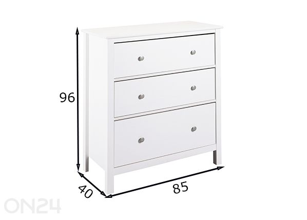 Lipasto Chilly Home 3, valkoinen mitat