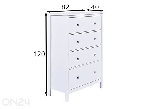 Lipasto Chilly Home 4, valkoinen mitat