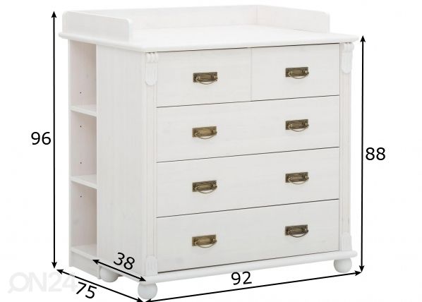 Lipasto hoitopöydällä Tessin 92 cm mitat