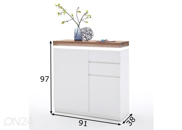 Lipasto LED-valaistuksella Romina, tammi mitat