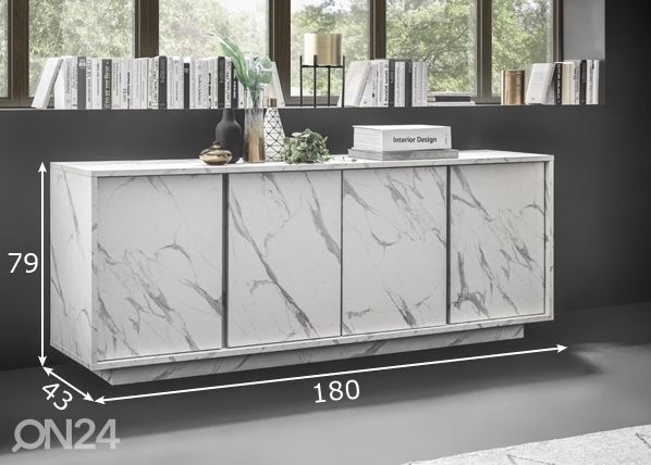 Lipasto marmorijäljitelmällä Carrara 180 cm mitat