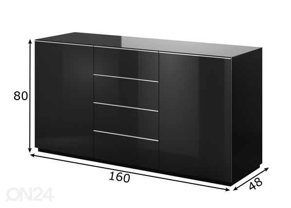 Lipasto, musta 160 cm mitat
