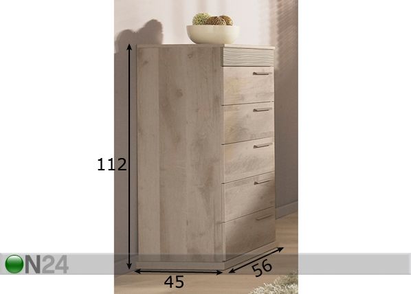 Lipasto PERLA OAK 5 laatikkoa mitat