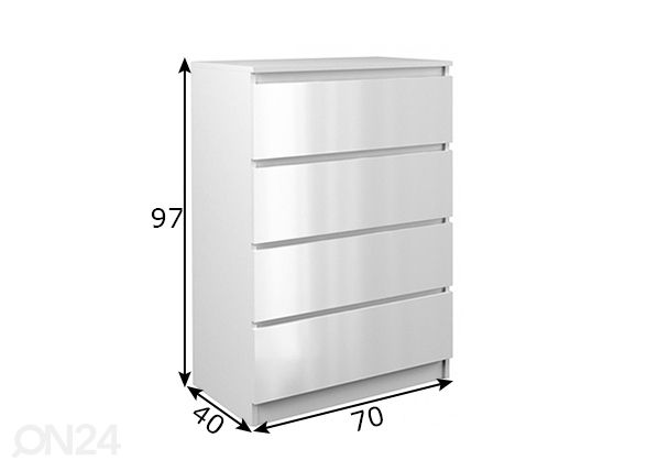 Lipasto Toronto Lack 70 cm mitat