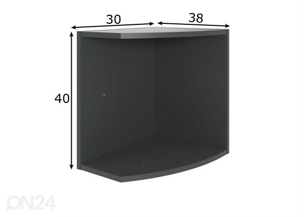 Lisä kulmahylly MRK 490 mitat