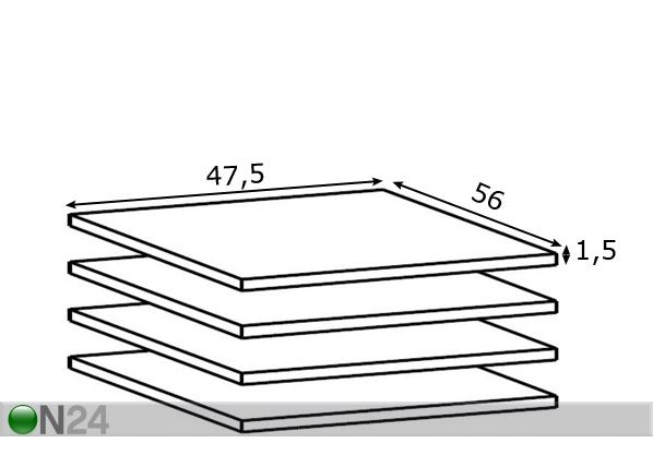 Lisähyllyt 100 cm kaappiin, 4 kpl mitat