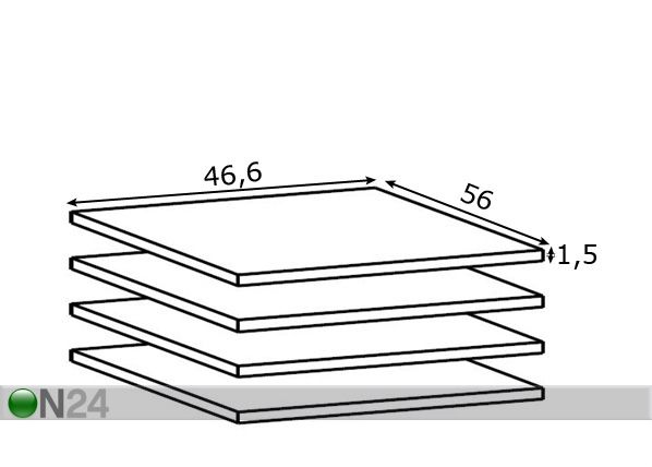 Lisähyllyt 50 cm kaappiin, 4 kpl mitat