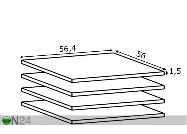 Lisähyllyt 60 cm kaappiin, 4 kpl mitat