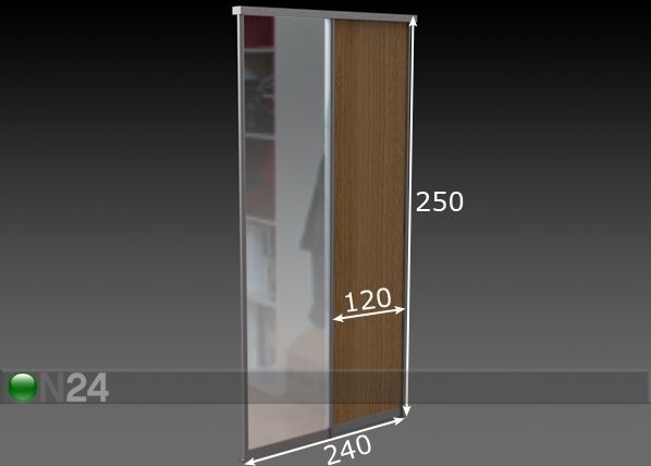 Liukuovet PRESTIGE, 1 peili ja 1 melamiiniovi 240x250 cm mitat