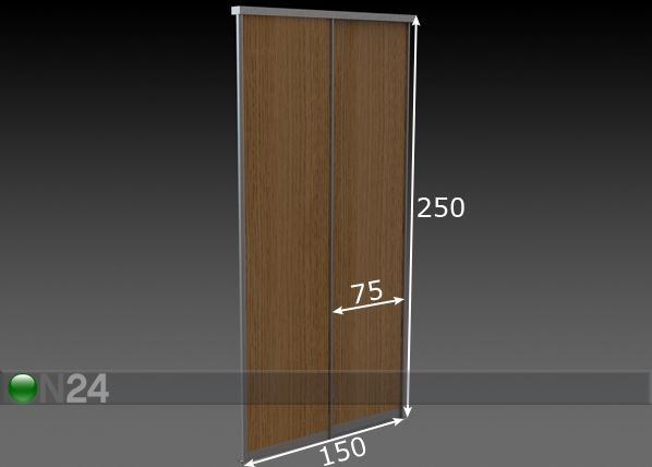 Liukuovet PRESTIGE, 2 melamiiniovea 150x250 cm mitat