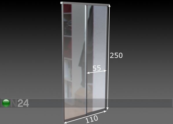 Liukuovet PRESTIGE, 2 peiliovea 110x250 cm mitat