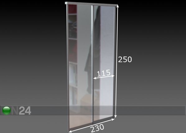 Liukuovet PRESTIGE, 2 peiliovea 230x250 cm mitat