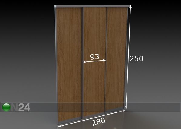 Liukuovet PRESTIGE, 3 melamiiniovea 280x250 cm mitat