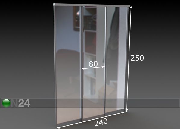 Liukuovet PRESTIGE, 3 peiliovea 240x250 cm mitat