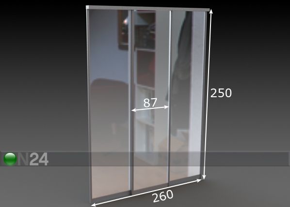 Liukuovet PRESTIGE, 3 peiliovea 260x250 cm mitat