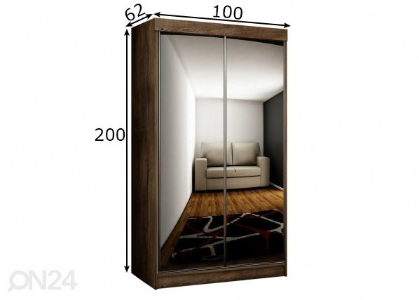 Liukuovikaappi 100 cm mitat