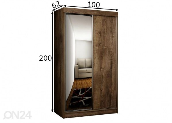 Liukuovikaappi 100 cm mitat