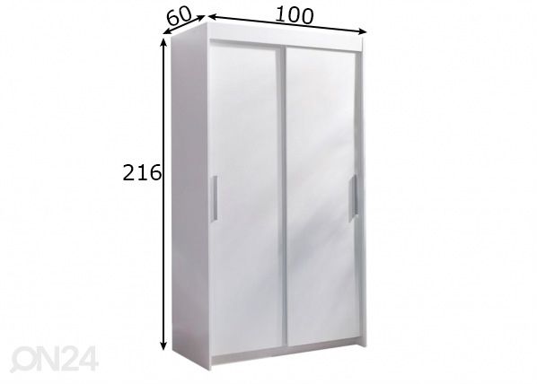 Liukuovikaappi 100 cm mitat