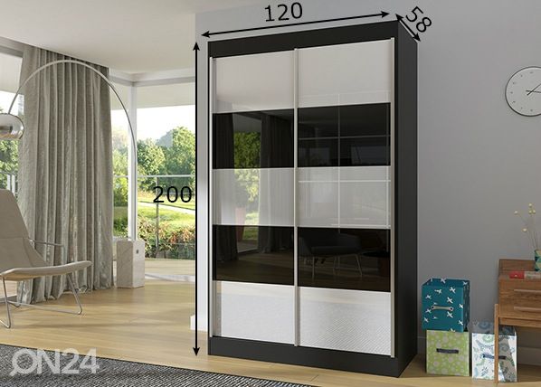 Liukuovikaappi 120 cm mitat