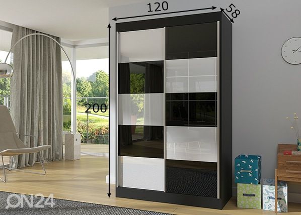 Liukuovikaappi 120 cm mitat