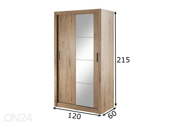 Liukuovikaappi 120 cm mitat