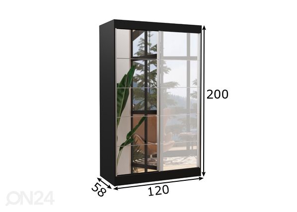 Liukuovikaappi 120 cm mitat
