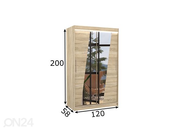 Liukuovikaappi 120 cm + LED mitat