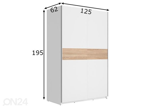 Liukuovikaappi 125 cm mitat